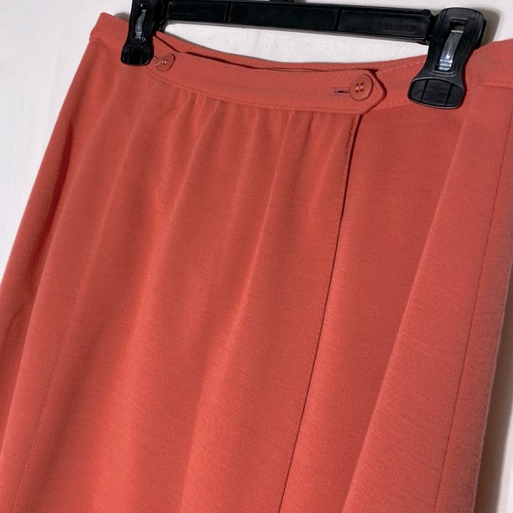 Vintage Lucia Coral Wool Blend Wrap Style Midi Skirt M - Picture 9 of 16